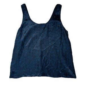 Theory Blue Floral 100% Silk Shell Blouse Tank Womens Sz M